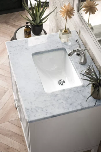 Athens 30" Single Vanity, Glossy White w/ 3 CM Carrara White Top - Image 6