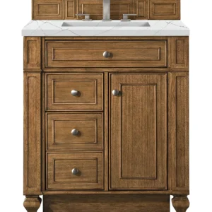 Bristol 30″ Single Vanity, Saddle Brown w/ 3 CM Ethereal Noctis Quartz Top