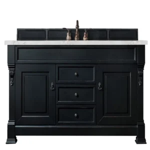 Brookfield 60″ Single Vanity, Antique Black w/ 3 CM Eternal Jasmine Pearl Quartz Top