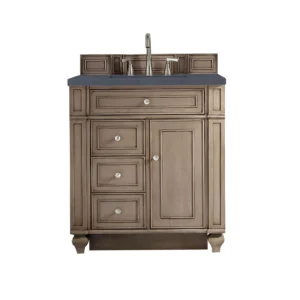 Bristol 30″ Single Vanity, Whitewashed Walnut w/ 3 CM Charcoal Soapstone Quartz Top