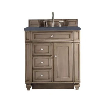 Bristol 30" Single Vanity, Whitewashed Walnut w/ 3 CM Charcoal Soapstone Quartz Top