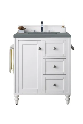 Copper Cove Encore 30" Single Vanity, Bright White w/ 3 CM Cala Blue Top