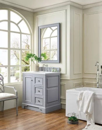 De Soto 30" Single Vanity, Silver Gray w/ 3 CM White Zeus Quartz Top - Image 3