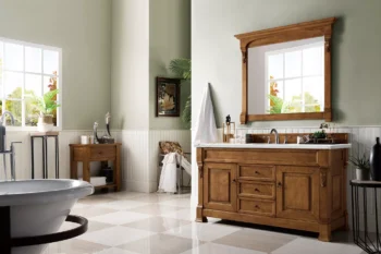 Brookfield 60" Single Vanity, Country Oak w/ 3 CM Ethereal Noctis Quartz Top - Image 3