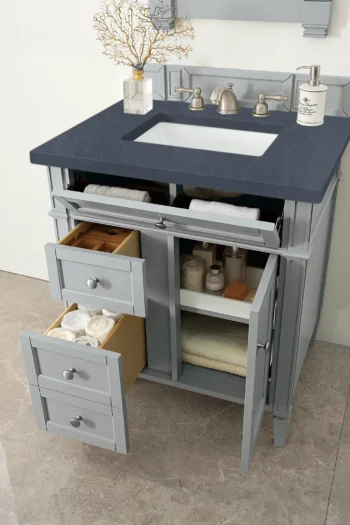 Brittany 30" Single Vanity, Urban Gray, w/ 3 CM Charcoal Soapstone Quartz Top - Image 4