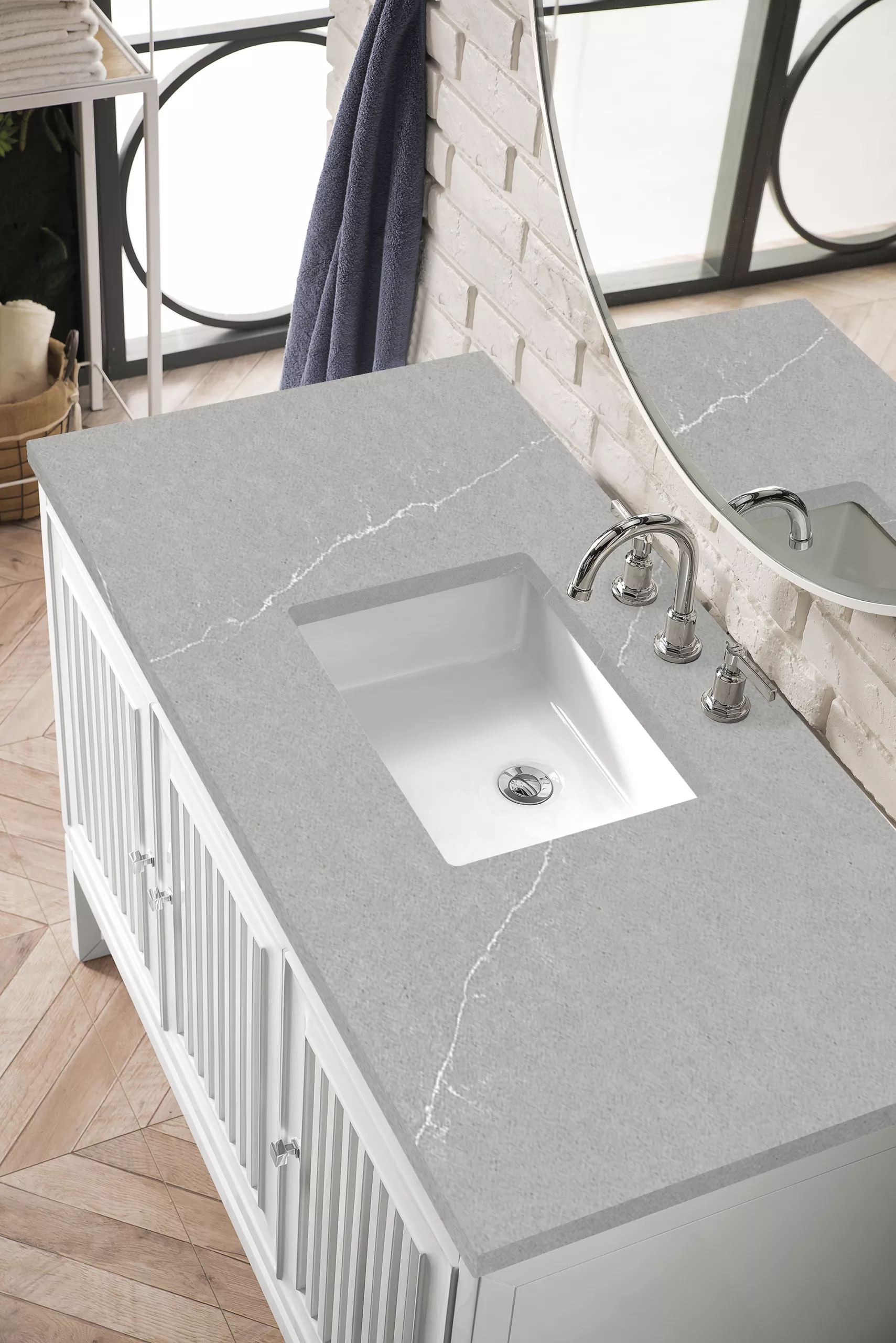 Athens 48" Single Vanity, Glossy White w/ 3 CM Eternal Serena Top - Image 4