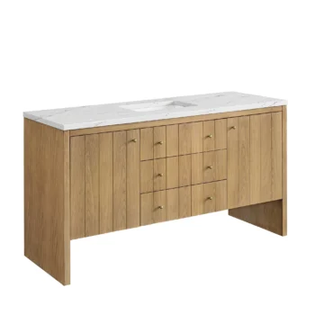 Hudson 60" Single Vanity, Light Natural Oak w/ 3 CM Ethereal Noctis Top - Image 6