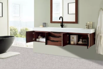 Mercer Island 72" Single Vanity, Coffee Oak, Matte Black w/ Glossy White Composite Stone Top - Image 4