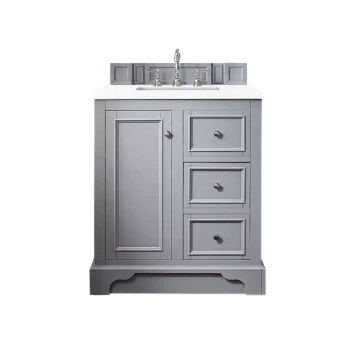 De Soto 30" Single Vanity, Silver Gray w/ 3 CM White Zeus Quartz Top