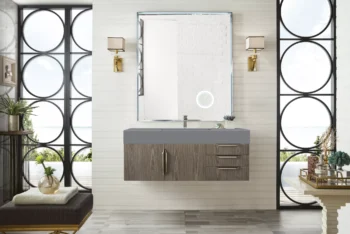 Mercer Island 48" Single Vanity, Ash Gray w/ Dusk Grey Glossy Composite Stone Top - Image 2