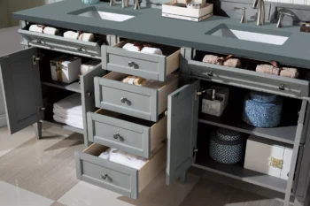 Brittany 72" Double Vanity, Urban Gray w/ 3 CM Cala Blue Top - Image 4