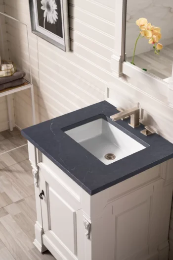 Brookfield 26" Single Vanity, Bright White w/ 3 CM Charcoal Soapstone Quartz Top - Image 3
