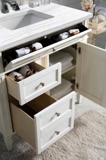 Brittany 36" Single Vanity, Bright White w/ 3 CM Arctic Fall Solid Surface Top - Image 4