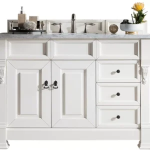 Brookfield 48″ Single Vanity, Bright White w/ 3 CM Arctic Fall Solid Surface Top