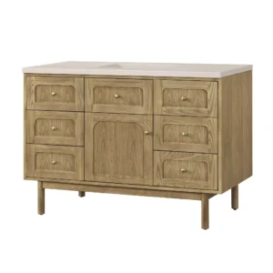 Laurent 48″ Single Vanity, Light Natural Oak w/ 3 CM Eternal Marfil Top