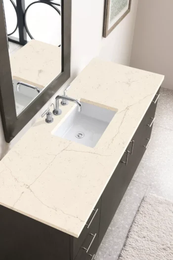 Metropolitan 60" Single Vanity, Silver Oak w/ 3 CM Eternal Marfil Quartz Top - Image 3