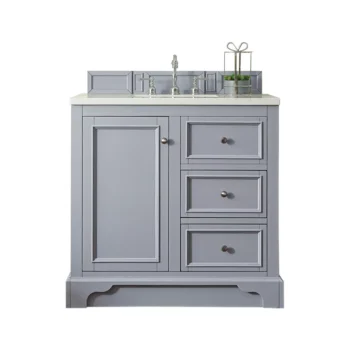 De Soto 36" Single Vanity, Silver Gray w/ 3 CM White Zeus Quartz Top