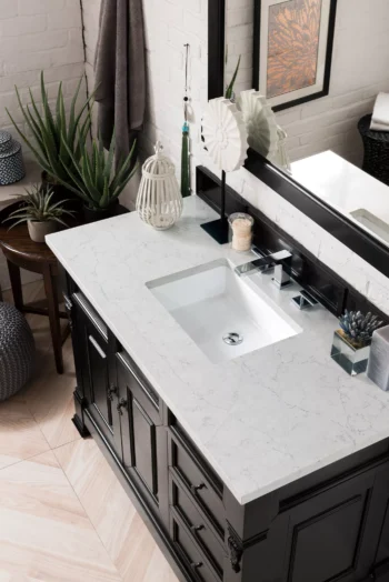 Brookfield 48" Single Vanity, Antique Black w/ 3 CM Eternal Jasmine Pearl Quartz Top - Image 3