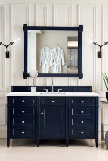 Brittany 60" Single Vanity, Victory Blue w/ 3 CM White Zeus Quartz Top - Image 2