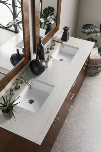 Metropolitan 72" Double Vanity, American Walnut w/ 3 CM Eternal Jasmine Pearl Quartz Top - Image 3