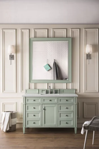 Brittany 48" Single Vanity, Sage Green w/ 3 CM Eternal Serena Quartz Top - Image 2