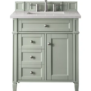 Brittany 30″ Single Vanity, Sage Green, w/ 3 CM Eternal Serena Quartz Top