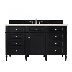 Brittany 60″ Single Vanity, Black Onyx, w/ 3 CM Eternal Marfil Quartz Top
