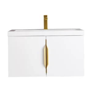 Columbia 31.5″ Single Vanity, Glossy White w/ White Glossy Composite Stone Top