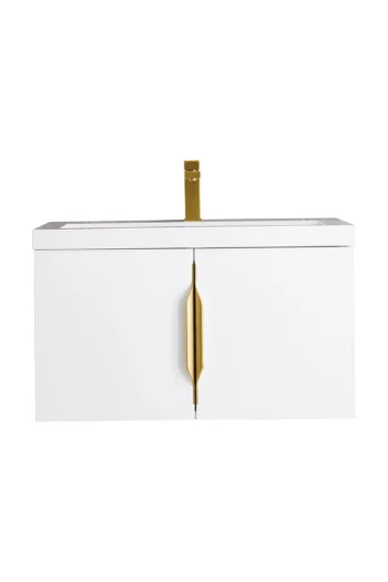 Columbia 31.5" Single Vanity, Glossy White w/ White Glossy Composite Stone Top