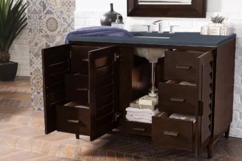 Portland 48" Single Vanity, Burnished Mahogany w/ 3 CM Charcoal Soapstone Quartz Top - Image 4