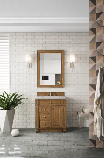 Bristol 30" Single Vanity, Saddle Brown w/ 3 CM Eternal Serena Quartz Top - Image 2