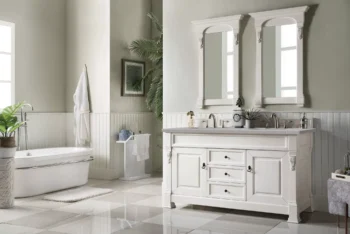 Brookfield 60" Double Vanity, Bright White w/ 3 CM Eternal Serena Quartz Top - Image 3