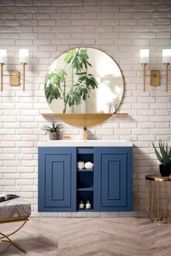 Alicante 39.5" Single Vanity, Azure Blue w/ White Glossy Composite Stone Top - Image 2