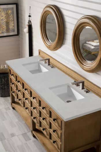 Malibu 72" Double Vanity, Honey Alder w/ 3 CM Eternal Serena Quartz Top - Image 3