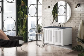 Athens 36" Single Vanity, Glossy White w/ 3 CM Charcoal Soapstone Quartz Top - Image 7