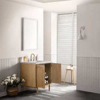 Laurent 30" Single Vanity, Light Natural Oak w/ 3 CM Eternal Jasmine Pearl Top - Image 7