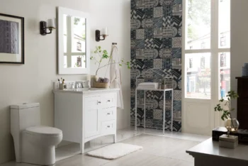 Palisades 36" Single Vanity, Bright White w/ 3 CM Arctic Fall Solid Surface Top - Image 3