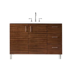 Metropolitan 48″ Single Vanity, American Walnut w/ 3 CM White Zeus Quartz Top