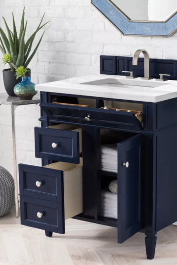 Brittany 30" Single Vanity, Victory Blue w/ 3 CM Arctic Fall Solid Surface Top - Image 4