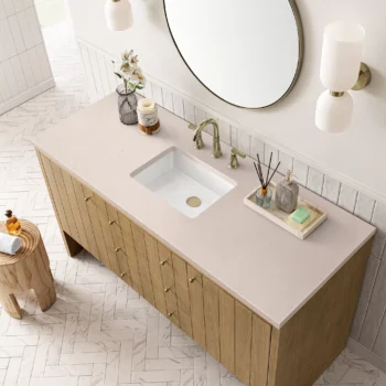 Hudson 60" Single Vanity, Light Natural Oak w/ 3 CM Eternal Marfil Top - Image 5