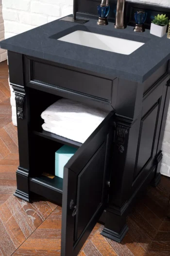 Brookfield 26" Single Vanity, Antique Black w/ 3 CM Charcoal Soapstone Quartz Top - Image 4