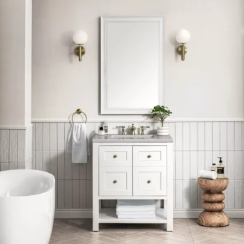 Breckenridge 30" Single Vanity, Bright White w/ 3 CM Eternal Serena Top - Image 2