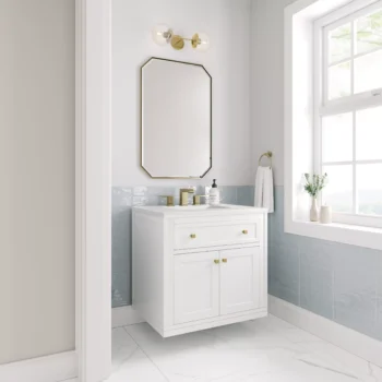 Chicago 30" Single Vanity, Glossy White w/ 3 CM White Zeus Top - Image 3