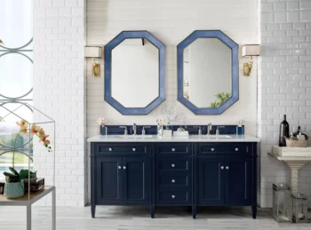 Brittany 72" Double Vanity, Victory Blue w/ 3 CM Eternal Jasmine Pearl Quartz Top - Image 2