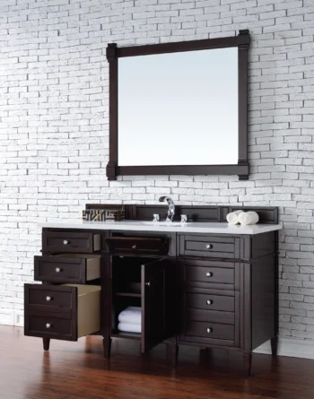 Brittany 60" Single Vanity, Burnished Mahogany w/ 3 CM White Zeus Quartz Top - Image 4