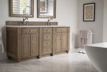 Bristol 72" Double Vanity, Whitewashed Walnut w/ 3 CM Eternal Serena Quartz Top - Image 2