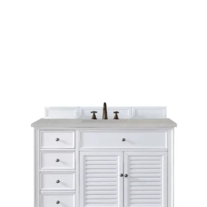 Savannah 48″ Single Vanity, Bright White w/ 3 CM Eternal Serena Top