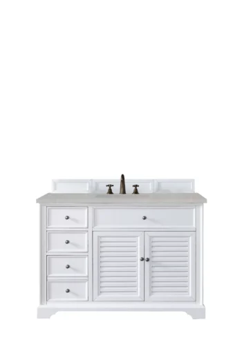 Savannah 48" Single Vanity, Bright White w/ 3 CM Eternal Serena Top
