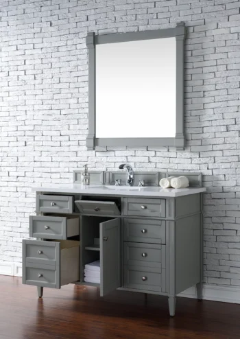 Brittany 48" Single Vanity, Urban Gray w/ 3 CM White Zeus Quartz Top - Image 4
