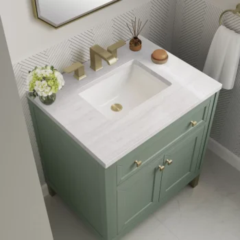 Chicago 30" Single Vanity, Smokey Celadon w/ 3 CM Arctic Fall Top - Image 5